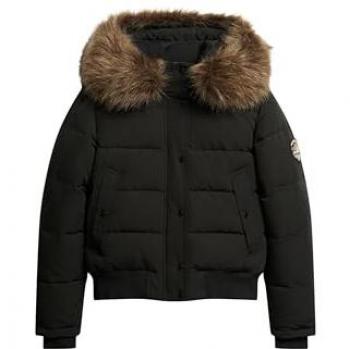 Piumino con Cappuccio Donna Superdry Everest Nero