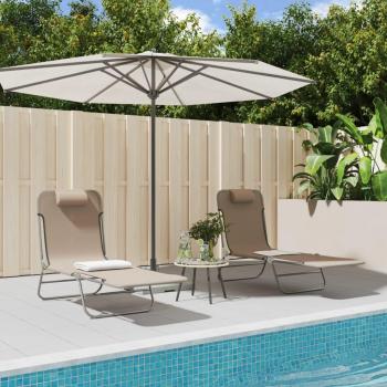 Vidaxl - Tumbonas plegables 2 uds acero y textilene gris taupe Gris Topo