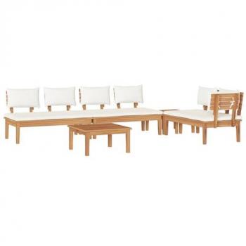 Outdoor Patio Bench Collection with Built‑in Storage, 5 Pieces – Brown/Cream