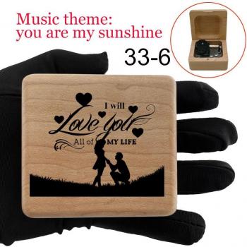 Caja de música Eres mi felicidad, con frases románticas, mecánica, de madera, para cumpleaños de papá y regalos para esposa, hijo e hija
