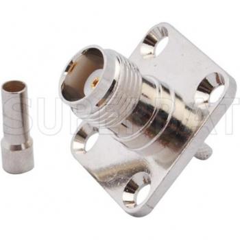 Superbat 10pcs TNC Female Crimp Connectors with 4-Hole Panel Mount for Coaxial Cable RG174, RG316, LMR100