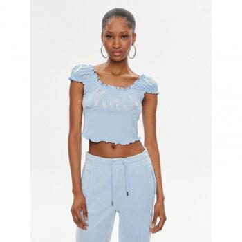 Juicy Couture - Haut Bardot Strass - Bleu Pastel Femme