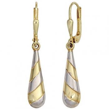 Ohrhänger Tropfen 333 Gold Gelbgold Bicolor Ohrringe Boutons Goldohrringe