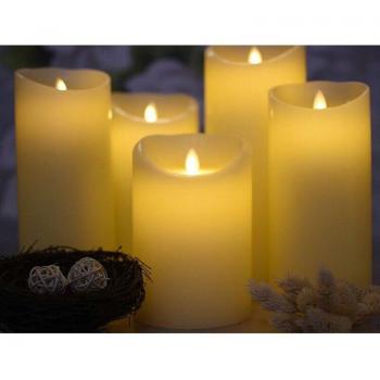 5-Piece LED Pillar Candle Set with Remote Control and Moving Wick - Paraffin Wax Wedding Decor (Height: 10/12/15/18/20CM)