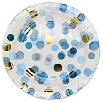 Piatti Coriandoli Celeste 18 cm CF. 8 PZ