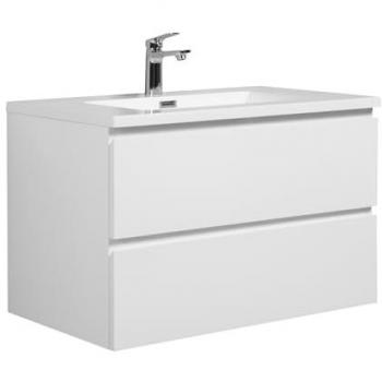 Angela Mobile di Bagno 80cm Bianco Lucido Armadio Lavabo