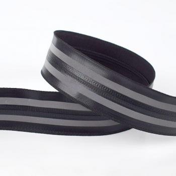 Reflective Coil Waterproof Zippers - 2/5m Grey & Black #3/#5 for Garment DIY