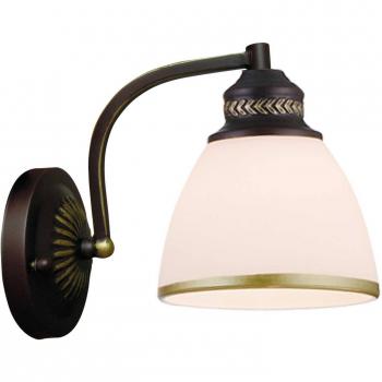 Viokef Clair - Brown Metal Wall Light, Glass Lampshade