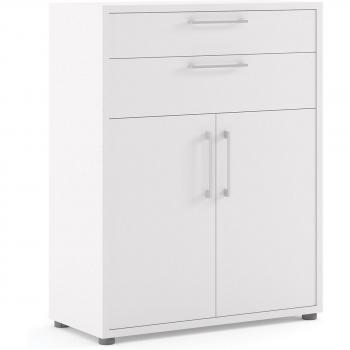 Prima Bookcase 1 Shelf With 2 Drawers And 2 Doors In White