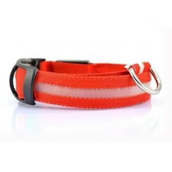 Collare Regolabile con Luce LED per Animali - Rosso XL