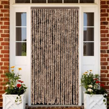 Beige und Dunkelbraun Fliegenvorhang 100x220 cm Chenille