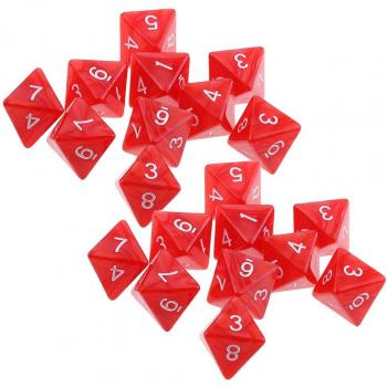 Set de Dados D8 Rojos - 20 piezas para D&D