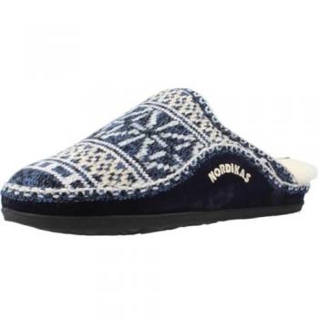 Chaussons de maison Nordikas Classic Cab 2502 Deer – Homme – Blanc/Marine – Semelle douce et antidérapante