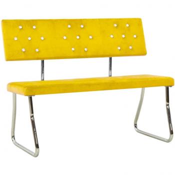 Banc de Couloir en Velours Jaune Moutarde – 110 cm