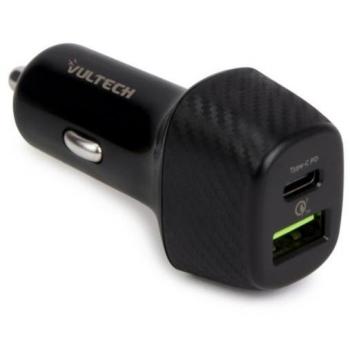 VULTECH CARICATORE DA AUTO CON USB (18W) E TYPE-C (27W) QUICKCHARGE 3.0 PD (Max 45W)