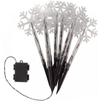 Battery Operated Set of Light up Christmas Snowflake Garden Stakes with LEDs - warm white