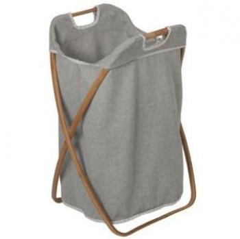 Möve Bambus Wäschekorb klappbar 38 x 40,5 x 67,5 cm mit Canvas, Grau