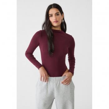 Violetter Langarm-Body mit Rollkragen von Stradivarius XL