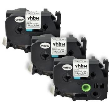Vhbw 3x Label Tape for Brother P-Touch Printers 24mm, Black on White