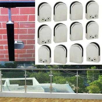 Brackets de Vidrio y Acero 12 Pcs. para Barandilla de Escalera L/M/S