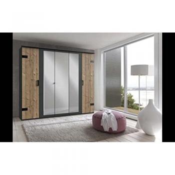 Wimex Kleiderschrank Stockholm 5-türig, rustikaler Look, inkl. Spiegel