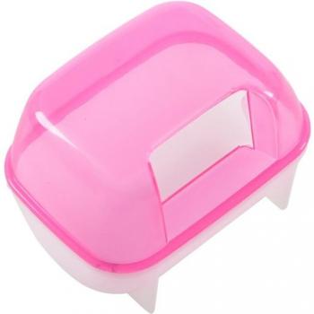 Jaula de Arena para Baños de Mascotas - Hamster Pequeño Blanco y Rosa