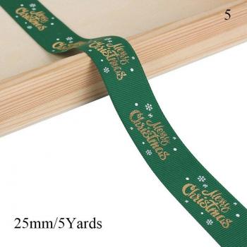 Ruban festif en polyester estampé – large 10 mm, moyenne 15 mm, grande 25 mm – 5 yards/lot