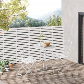 Outsunny White Folding Mosaic Tiled Bistro Set with Chairs and Table