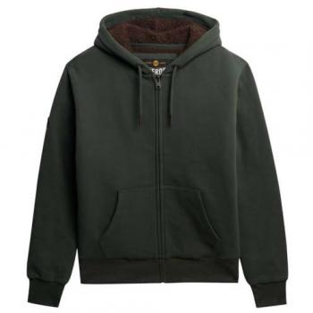 Superdry Sudadera de Algodón Borg Lined Verde M con Manga Oculta