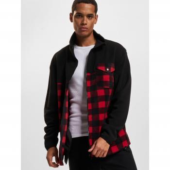 Giacca Urban Classics Polar Fleece a motivo nero e rosso, taglia L