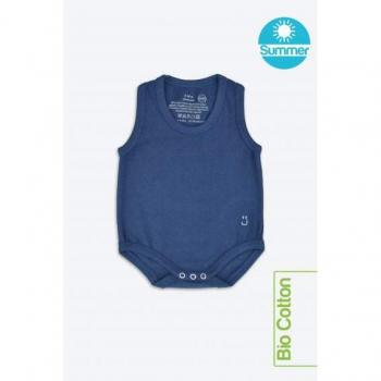 Body Neonato Estivo Cotone Biologico Blu Scuro 0-36 Mesi
