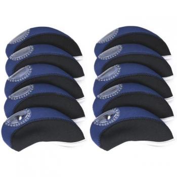 “Set Neopreno 10 piezas, Negro – Cubierta Completa para Cabeza y Puños de Hierro del Club de Golf”