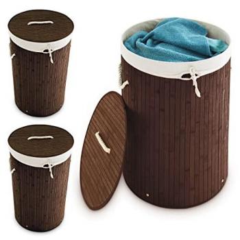 EcoFold 3-Pack Bamboo Laundry Baskets with Lid