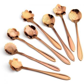8 Pcs Flower-Shaped Stainless Steel Teaspoons
