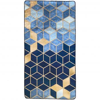 Tapis Luxe Doré, Bleu 50 x 80 cm - Qualité supérieure