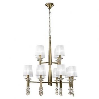 Lampadario Tiffany Anticato con Cristallo Trasparente