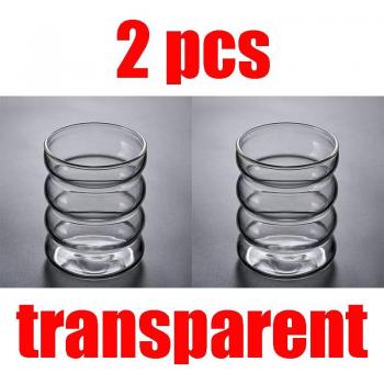 Double Layer Color Spiral Glass Cups (2pcs) - Milk, Coffee, Mousse, Juice
