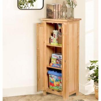 Waverly Oak Narrow Storage Unit, 2-Door Cupboard, Light Oak Finish