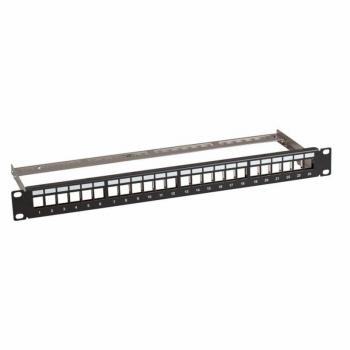 EFB Elektronik Verteilerfeld 48,30cm (19) 1HE, 24-Port, Schwarz mit 24x RJ45 Keystone Slimline, Cat.6A