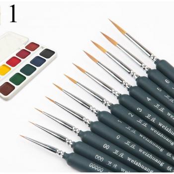 Juego de Pinceles Tipo Gancho para Pintura, 11 Uds, Pelo de Comadreja