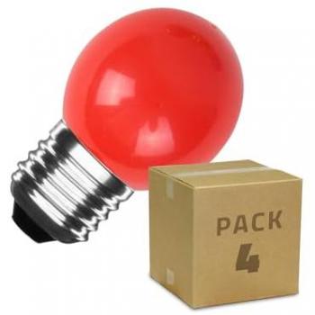 Ampoule LED E27 G45 3W Rouge - Pack de 4