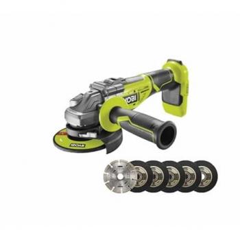 Meuleuse d'angle sans fil RYOBI 18 V One+ - R18AG7-0 - Kit 6 disques 125 mm