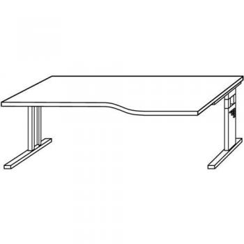 Hammerbacher Matrix HÖhenverstellbar Schreibtisch Nierenförmig Buche Aluminium, Holz, Kunststoff, Spanplatte C-Fuß 1.800 x 1.000 x 850 mm