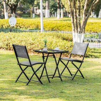 Outsunny 3 Pieces Garden Bistro Set with Folding Glass Table