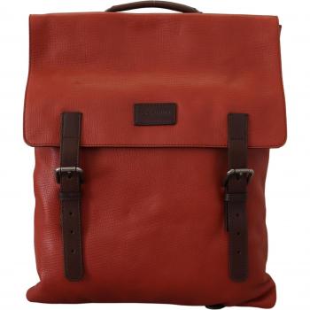 Dolce & Gabbana Orange Leather Logo Plaque Men's Rucksack
