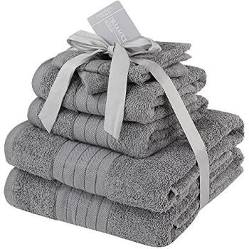 4-Pack OHS 100% Cotton Grey Bathroom Towels