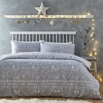 Jolly Christmas King Silver and White Duvet Set