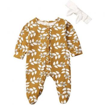 Newborn Infant Cotton Flower Romper Bodysuit 0-6M Autumn Clothes