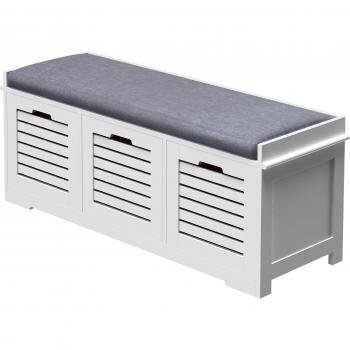 Porta scarpe HOMCOM Mobiletto 108x35x43 cm bianco con cuscino rimovibile