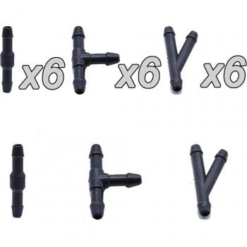 Conector T y recto de tubo manguera 3 vías con boquilla arandela